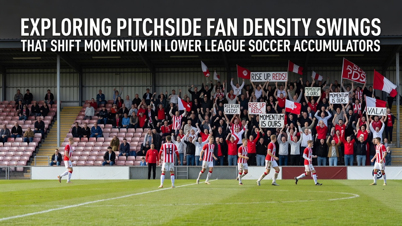 Lower league soccer pitch with fans clustered near the touchline during a match