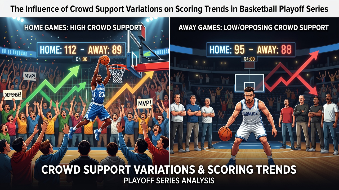 Basketball arena filled with cheering fans during a playoff game, showing crowd density and energy levels
