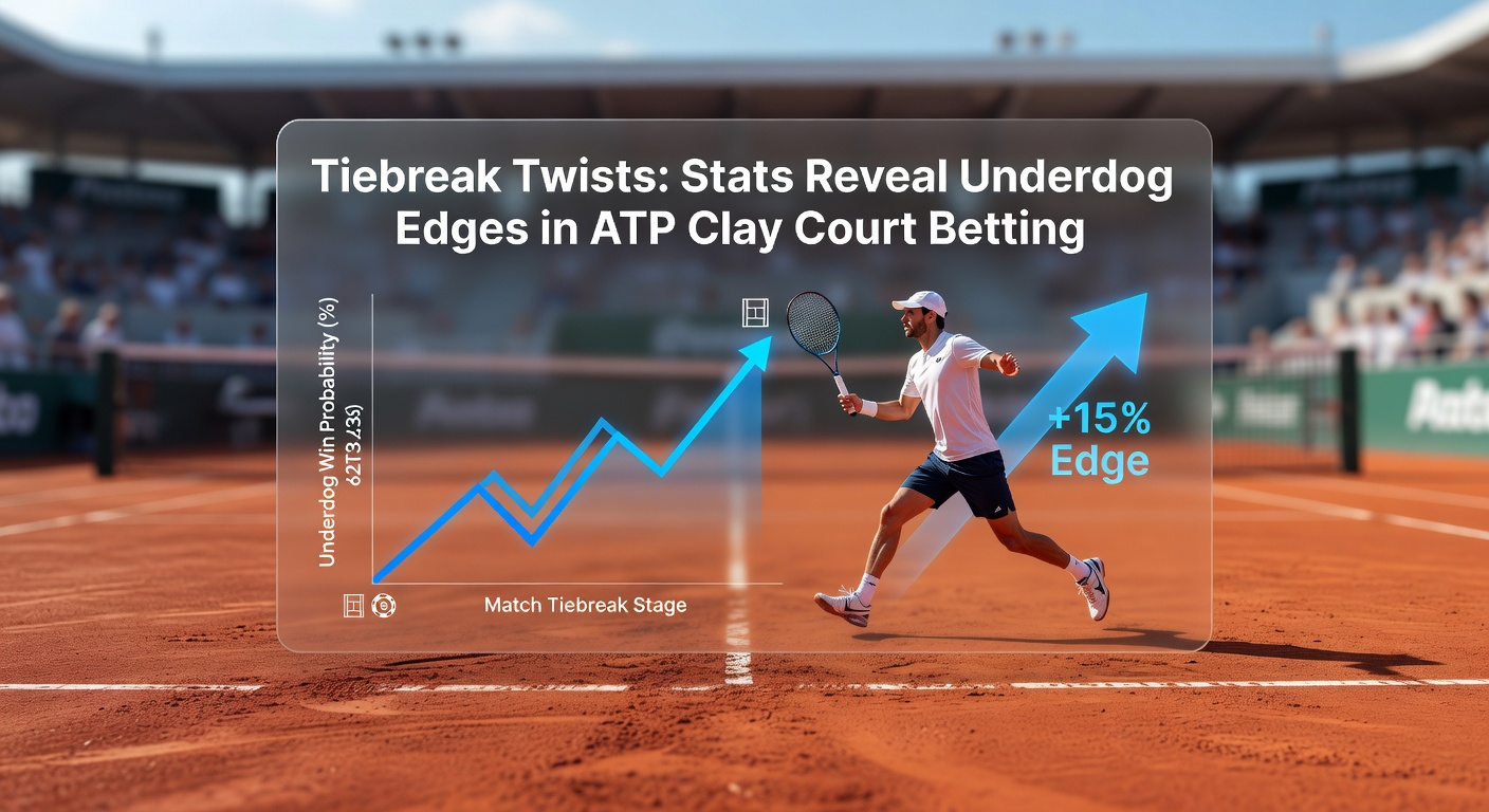 Close-up of an intense ATP clay court tiebreak, with a crowd watching a diving return by an underdog player