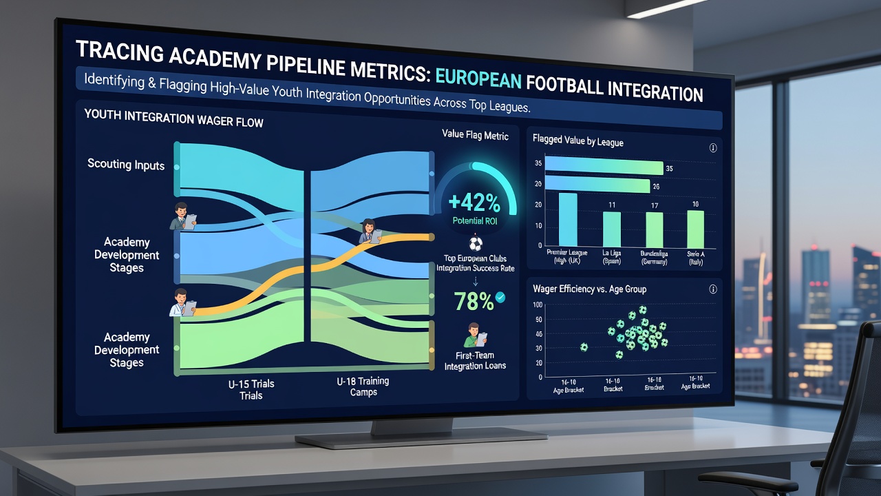 Chart displaying academy player integration statistics across European football leagues